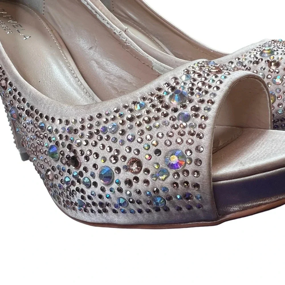 Carvela Kurt Geiger Rose Gold Lovebird Crystal-embellished Satin Stilettos - Picture 4 of 12